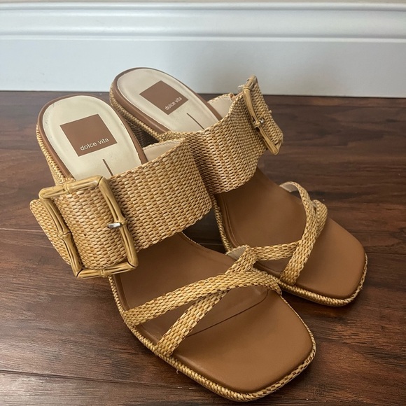 Dolce Vita Onnie Raffia Bamboo Square Toe Heel/Sandal-Size 9.5 - Picture 2 of 10